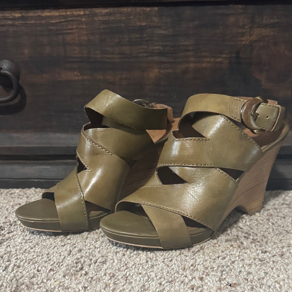 Franco Sarto Olive Green Wedge Sandals